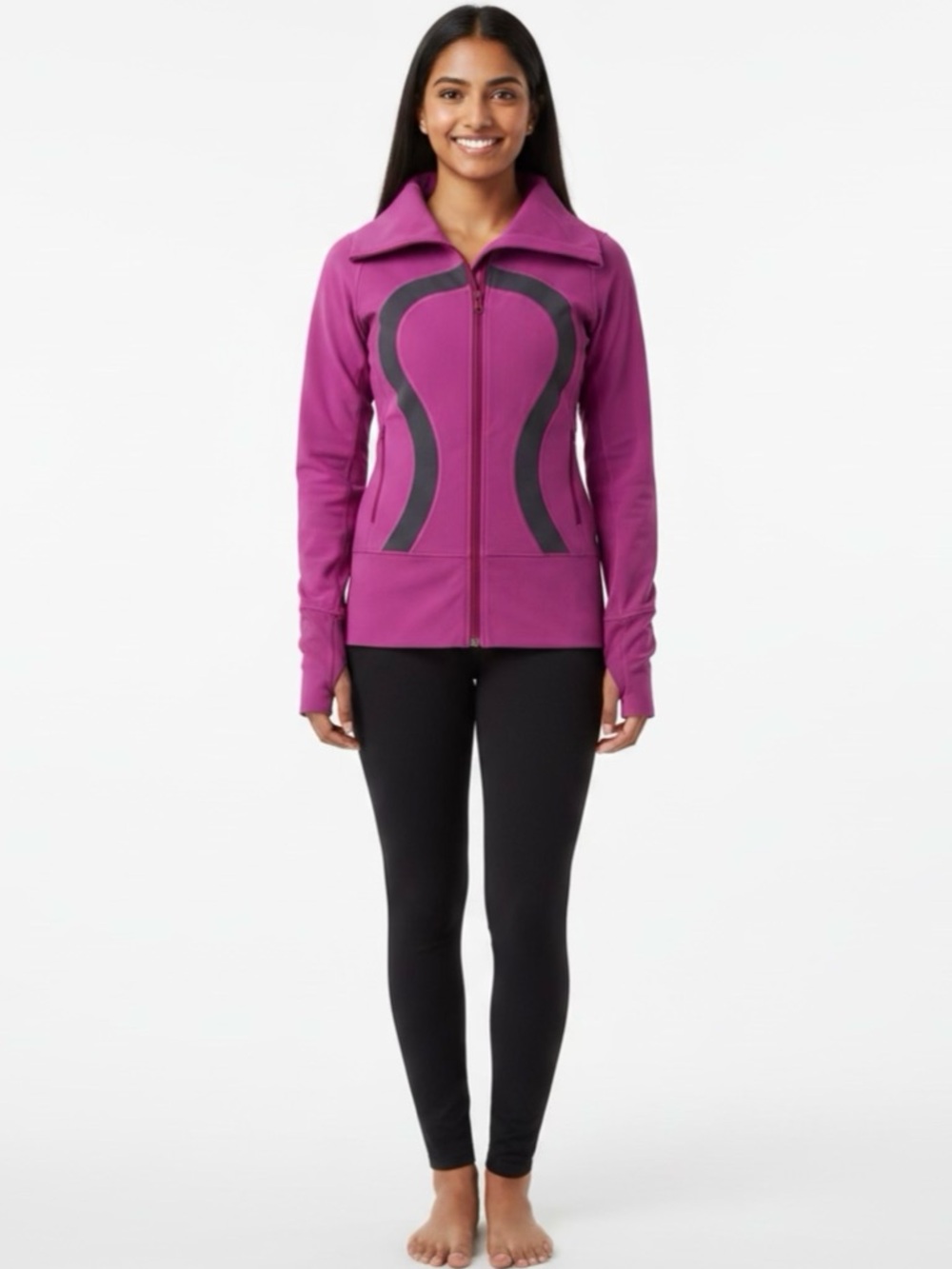 🚴🏼♀️ Lululemon In Stride Jacket~Women’s Sz 4~Fuchsia w/ Large Black Logo - Picture 12 of 12